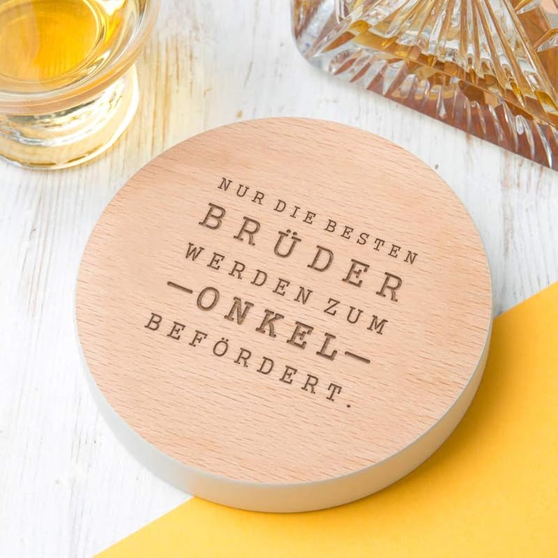 Getr nke Untersetzer Aus Holz In Grau Du Wirst Onkel Onkel 2019 