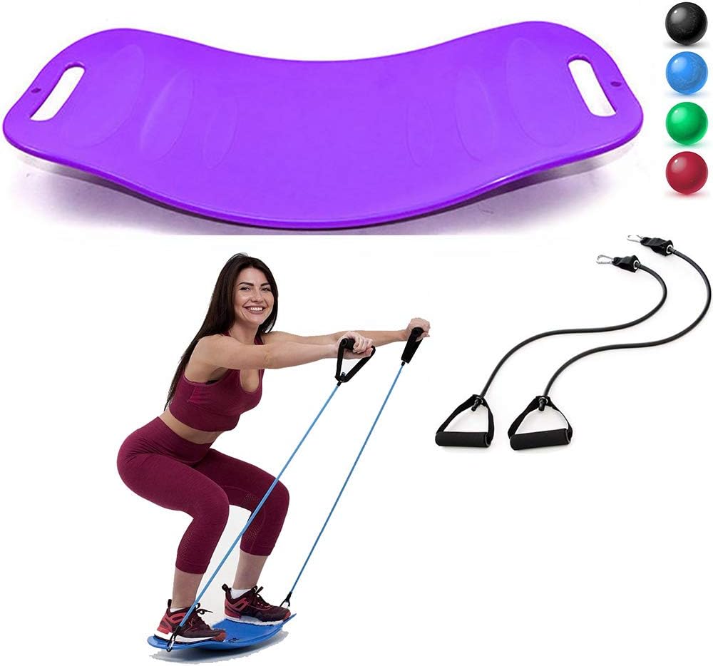 HJG Balance Board with Resistance Bands,Yoga Twist Boards for Exercise,Fitness Wobble Board Abs Legs Core Workout for Abdominal Fit
