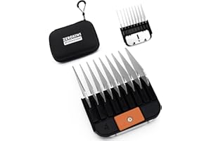 ZEROKIWI Professional A5 Style Animal Clipper Stainless Steel Color-Coded Snap-on Attachment Guard Guide Comb, 1/8"-1" Compatible with Wahl KM Series Oster A5 Andis Detachable Blade Pet Groomers (#4 - 1/2")