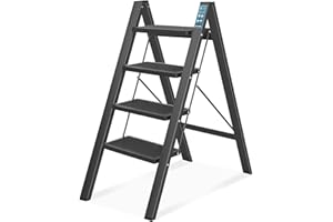 4 Step Ladder, SPIEEK Folding Step Stool with Wide Anti-Slip Thickened Pedal, Foldable Ladder 330 Lbs Capacity, Kitchen Step 