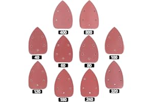 Swpeet 60 Pcs Mouse Detail Sander 10 Sizes Sanding Discs Sandpaper Hook and Loop Pads for Mouse Sander Grits Sanding Sheets 1