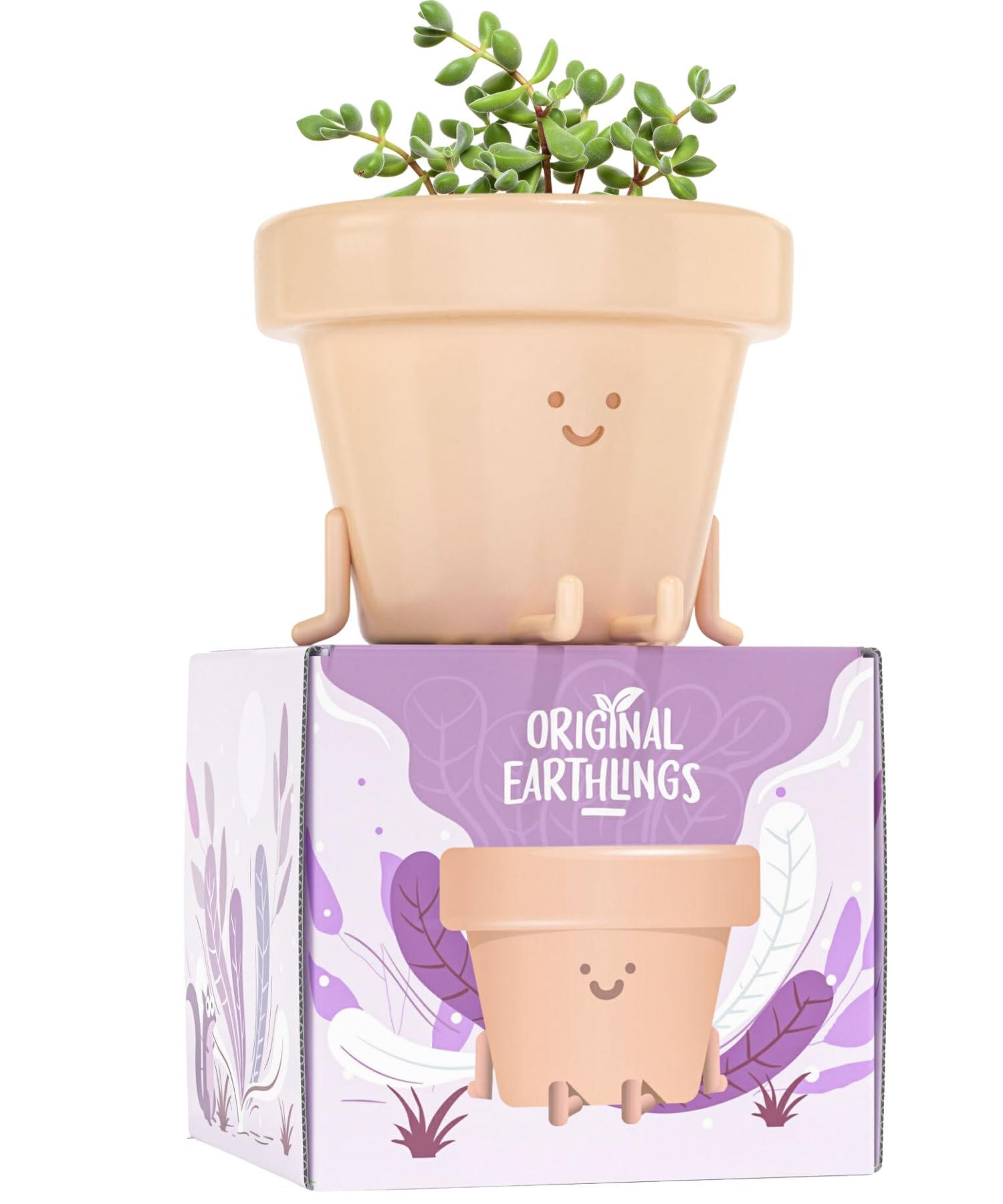 Original Earthlings Legs Out Pot, Cute Plant Pot, 10 cm Plastic Funny Planter with Drainage, Unique Cactus Plant Lover Gift, Small Succulent Face Flower Pot, Fun Teacher Appreciation Gift — image 1