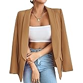 KateModa Women's Sweater Blazers Bussiness Casual Jacket Long Sleeve Cardigan Button Front Lapel Suit with Pockets