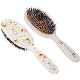 Rock & Ruddle Natural Mixed Boar Bristle Hair Brush for Women and Kids (Large, 21cm) - Perfect for Wet or Dry Hair, Detangling Smoothing Blowdrying - Designed & Made in UK - Fairies Design