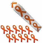 Orange Ribbon Stickers - 500 PCS Awareness Labels Roll for Event, Gift, Letter Bags