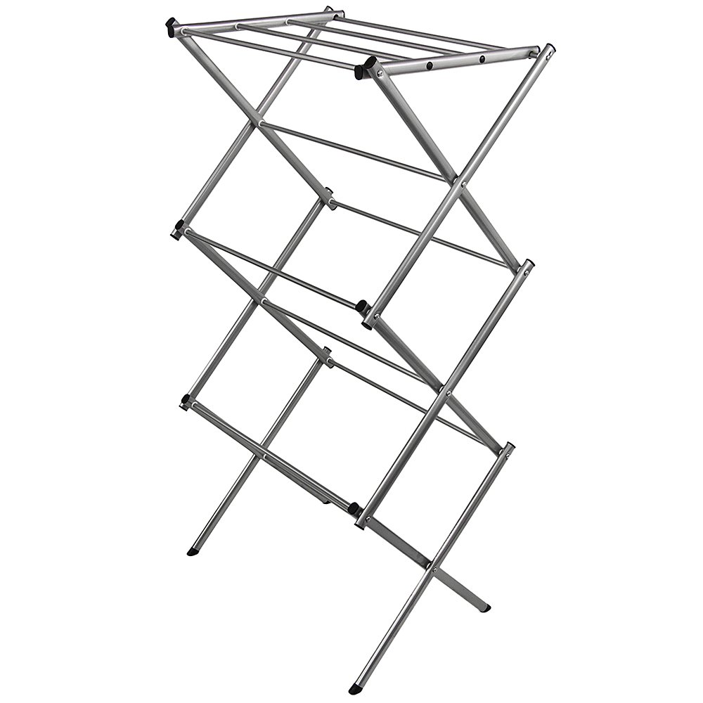 Home Vida Accordion Drying Rack 3-Tier X-Frame Clothes Airer with Foldable Metal Design, Indoor/Outdoor Use, Silver