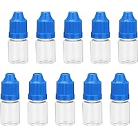 Newzoll 10Pcs 5 ml Empty Plastic Clear Dropper Bottles E-juice E-Liquid Childproof, Blue Cap