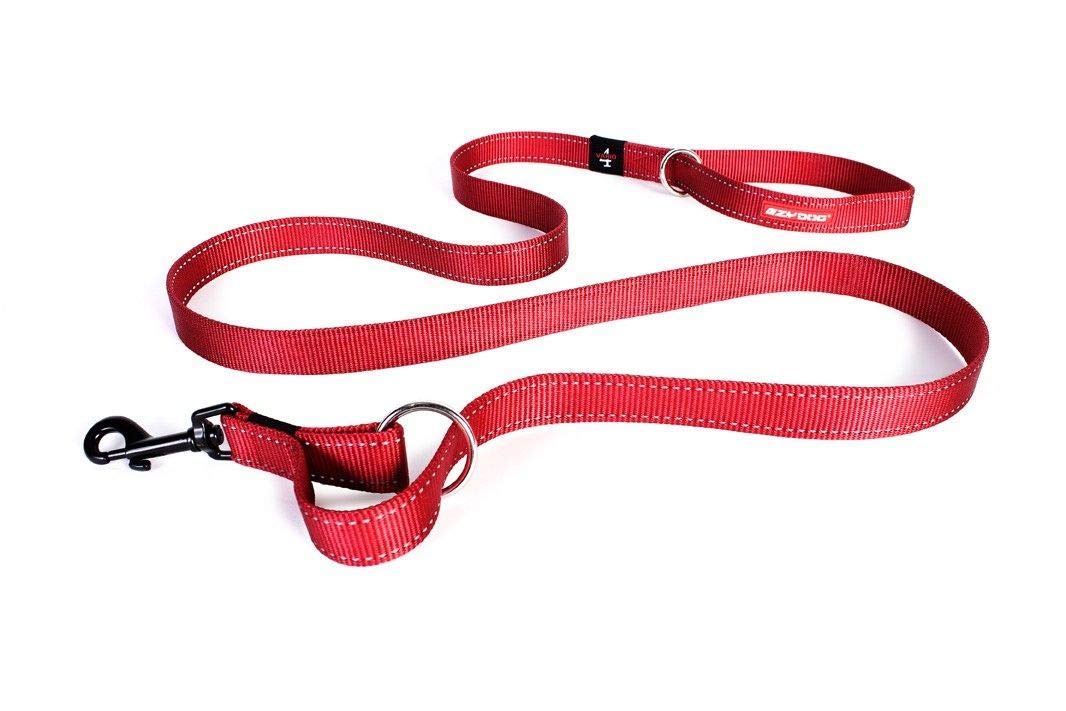 EZYDOG Vario 4 Multi-function Dog Lead | 3-6 Foot Adjustable Dog Lead, Small, Medium and Large Dogs (Red)