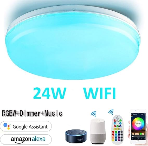 Smart WiFi Ceiling Light, 24W 12Inch LED Ceiling Light with Remote