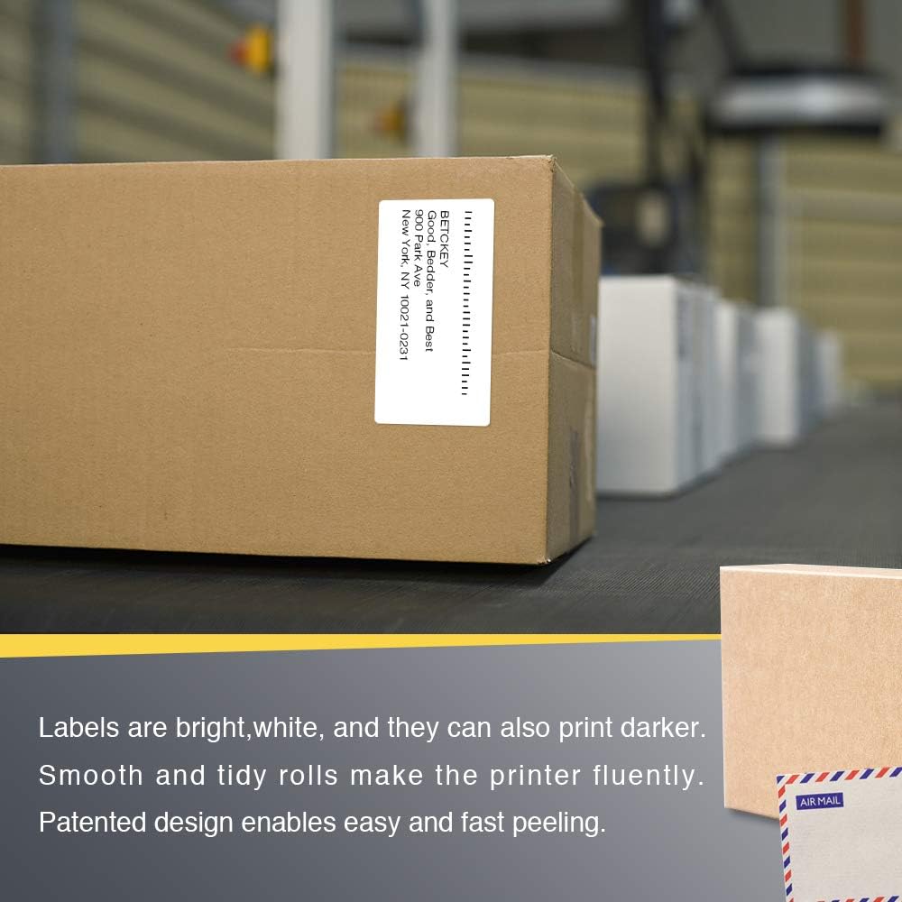 BETCKEY - 4" x 2" Barcode Shipping & Multipurpose Labels Compatible with Zebra & Rollo Label Printer, Premium Adhesive & Perforated[10 Rolls, 7500 Labels] : Office Products