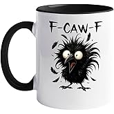 Personalized Coffee Cup Caw-F Mug, 11oz Funny Chickens Pun Sarcastic Ceramic Mug, Gift for Office Worker Friends, Rooster Hum