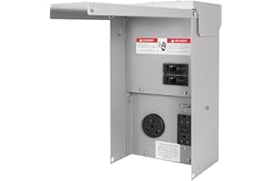 BOBUY Temporary Power Outlet Panel, RV Circuit Breaker Box with 30 amp+GFCI 20 amp Receptacle Installed, RV Electrical Outlet Panel with Breaker, RV Power Outlet Box Weatherproof (30+20 amp)