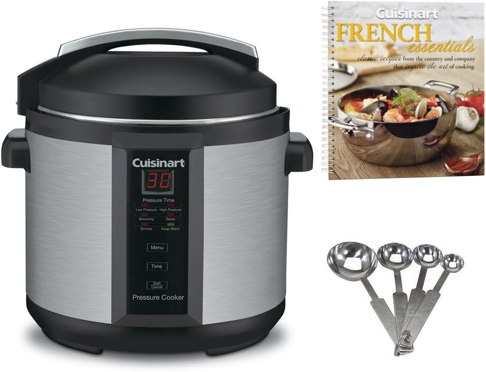 Cuisinart CPC-600 6 Quart 1000 Watt Electric Pressure Cooker (Stainless Steel) Includes Cookbook Stainless Steel Measuring Spoon Set