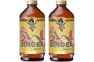 P PORTLAND SYRUPS Portland Syrups Authentic Ginger Syrup - Intense Ginger Flavor with Slightly Hot Finish - Beverage Concentrate for Mocktails, Cocktails, Lattes, & Baking - 12 oz Bottle, 24 Servings (Pack of 2)