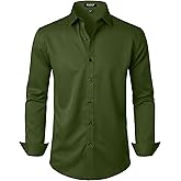 JEMITOP Men's Stretch Wrinkle Free Dress Shirt Formal Prom Wedding Long Sleeve Button Down Shirts