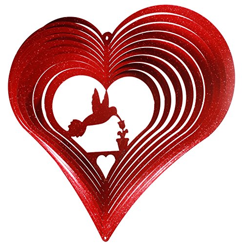 HUMMINGBIRD HEART Swirly Metal Wind Spinner
