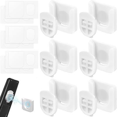 GLORHA 6PCS Magnetic Remote Control Holder Wall Mounted Organizer White