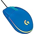 Logitech G203 Wired Gaming Mouse, 8,000 DPI, Rainbow Optical Effect LIGHTSYNC RGB, 6 Programmable Buttons, On-Board Memory, Screen Mapping, PC/Mac Computer and Laptop Compatible - Blue