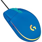 Logitech G203 Wired Gaming Mouse, 8,000 DPI, Rainbow Optical Effect LIGHTSYNC RGB, 6 Programmable Buttons, On-Board Memory, Screen Mapping, PC/Mac Computer and Laptop Compatible - Blue (Renewed)