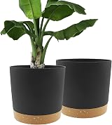 QCQHDU Plant Pot 30.5cm Two Pack Drainage Hole Tray Dark Grey Indoor Outdoor
