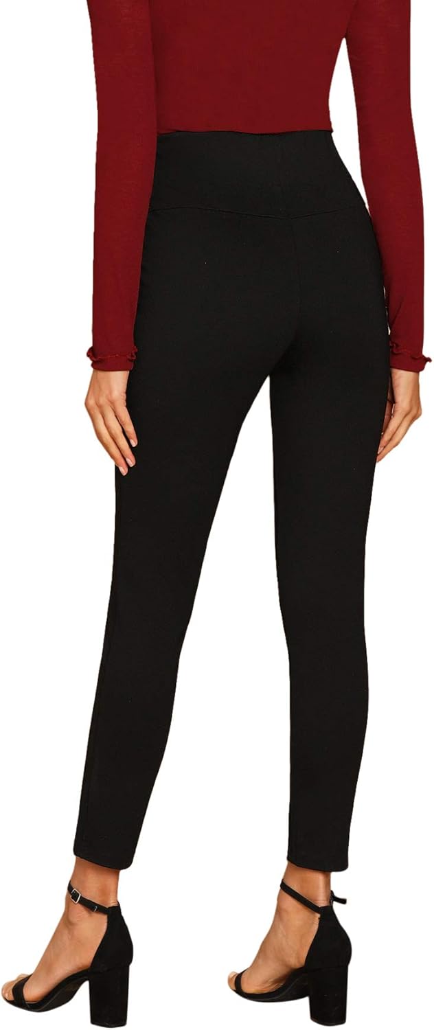 SweatyRocks Women's Casual Skinny Leggings Stretchy High Waisted Work Pants at  Women’s Clothing store