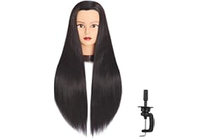 Headfix 26in-28in Long Hair Mannequin Head Stnthetic Fiber Hairdresser Practice Styling Training, Cosmetology Manikin Doll Head With Clamp Stand (6F1919LB0220)