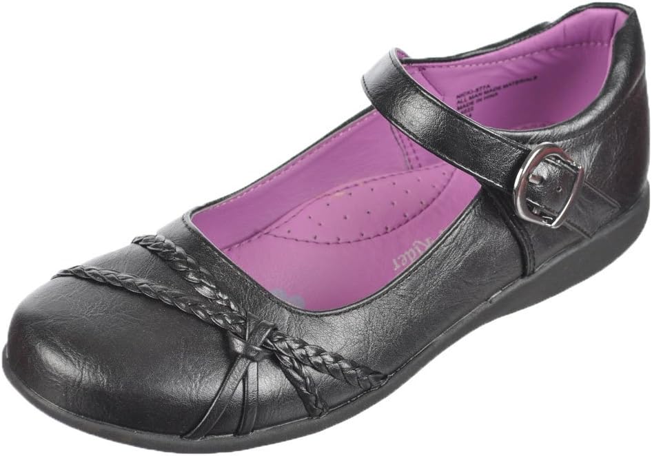 School Rider Girls "Twisters" Mary Janes - black, 8 youth