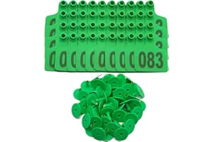 ACHICKLEAD 100PCS Cattle Ear Tags Numbered 001-100, Plastic Livestock Animal Ear Tag for Cows Goats Sheep Pigs Animal Identification Earring Tagger (Green)