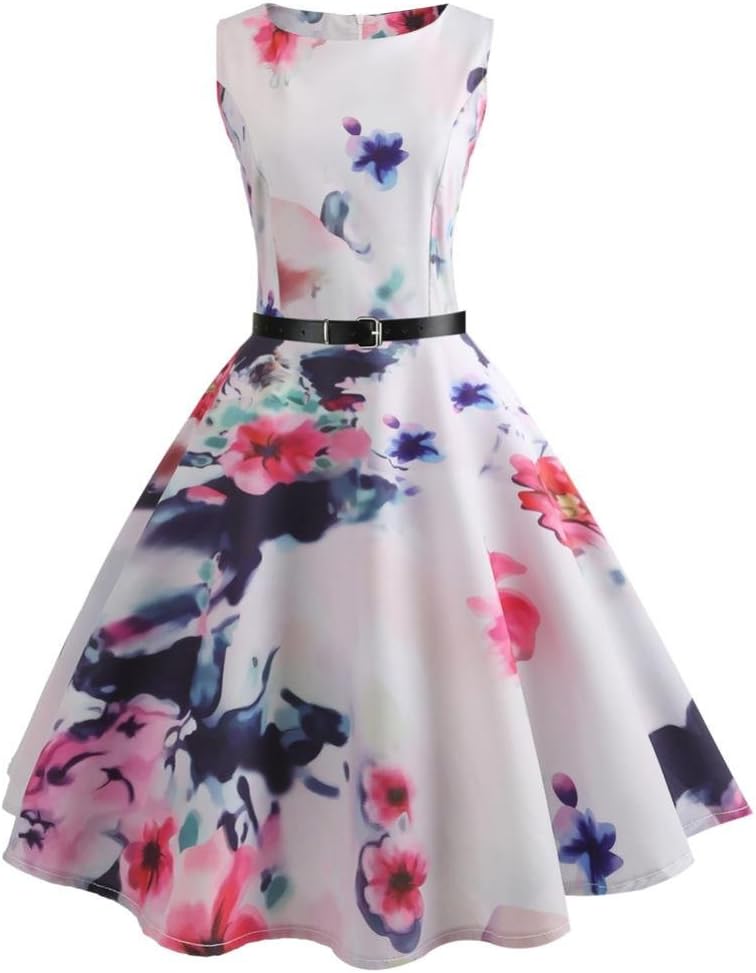 Evening Party Prom Swing Dress for Women Vintage Dresses Bodycon Sleeveless Casual Dress