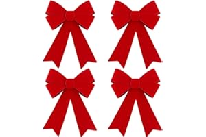 MCEAST 4 Pack Red Christmas Wreath Bows 18 x 12 Inches Christmas Bows Decoration Bows Xmas Tree Ornaments Bows for Christmas Tree Party Supplies