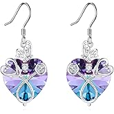 POPKIM Gifts for Nurse Stethoscope Earrings 925 Sterling Silver Heart Crystal Nursing Themed Jewelry Birthday Gifts for Women Doctor Medical Student