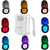 Colorful Motion Sensor Toilet Nightlight ，Oenbopo Home Toilet Bathroom Human Body Auto Motion Activated Sensor Seat Light Night Lamp 8-Color Changes(Only Activates in Darkness)