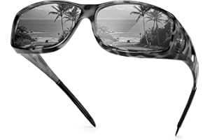 Each Cool Fit-Over Polarized Sunglasses for Glasses, UV400 TAC Lenses, Silver Mirror, Beige Tortoiseshell Frame, with Microfi