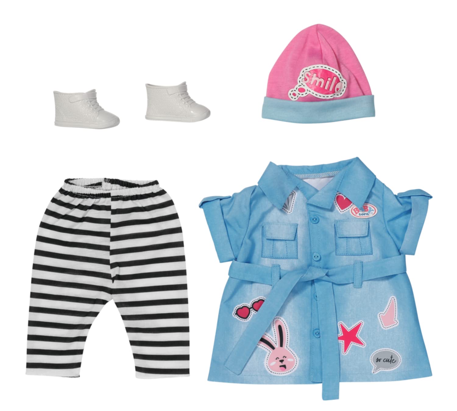 BABY born Deluxe Jeans Dress Set - Fits BABY born dolls up to 43cm - Set Includes Dress, Leggings, Hat and Shoes - 832585
