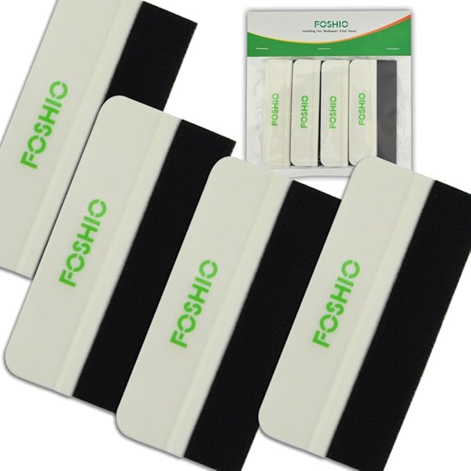 FOSHIO 4er Set Rakel mit Filzkante Filzrakel zur Verklebung von Folie Wandtattoo, 10 × 4,5 cm