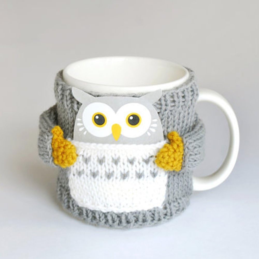 Hacookies,Handcraft Crochet Cozy Reusable Handmade Sweater Sleeve with Arms Ceramic Coffee Mugs Eco-friendly Tea Mug Warm and Soft Drink Cup with Heat Insulation Cup Covers