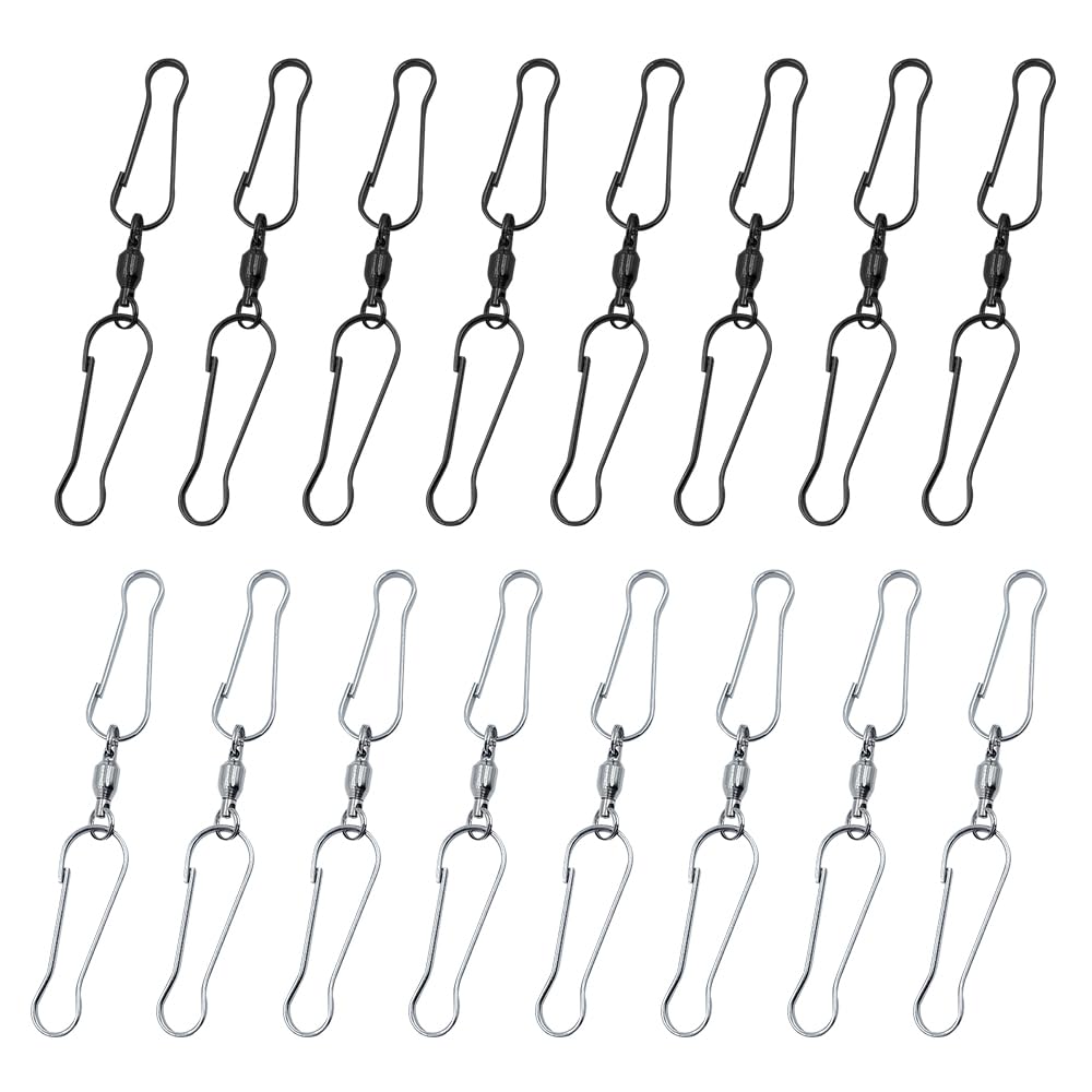XINGSUI 16 Pcs Swivel Dual Clips, Wind Spinner Dual Hook Clips,Hanging Stainless Steel Swivel Hooks Clips, Hanging Wind Chimes,Party Supplies(8 Black + 8 Silver)