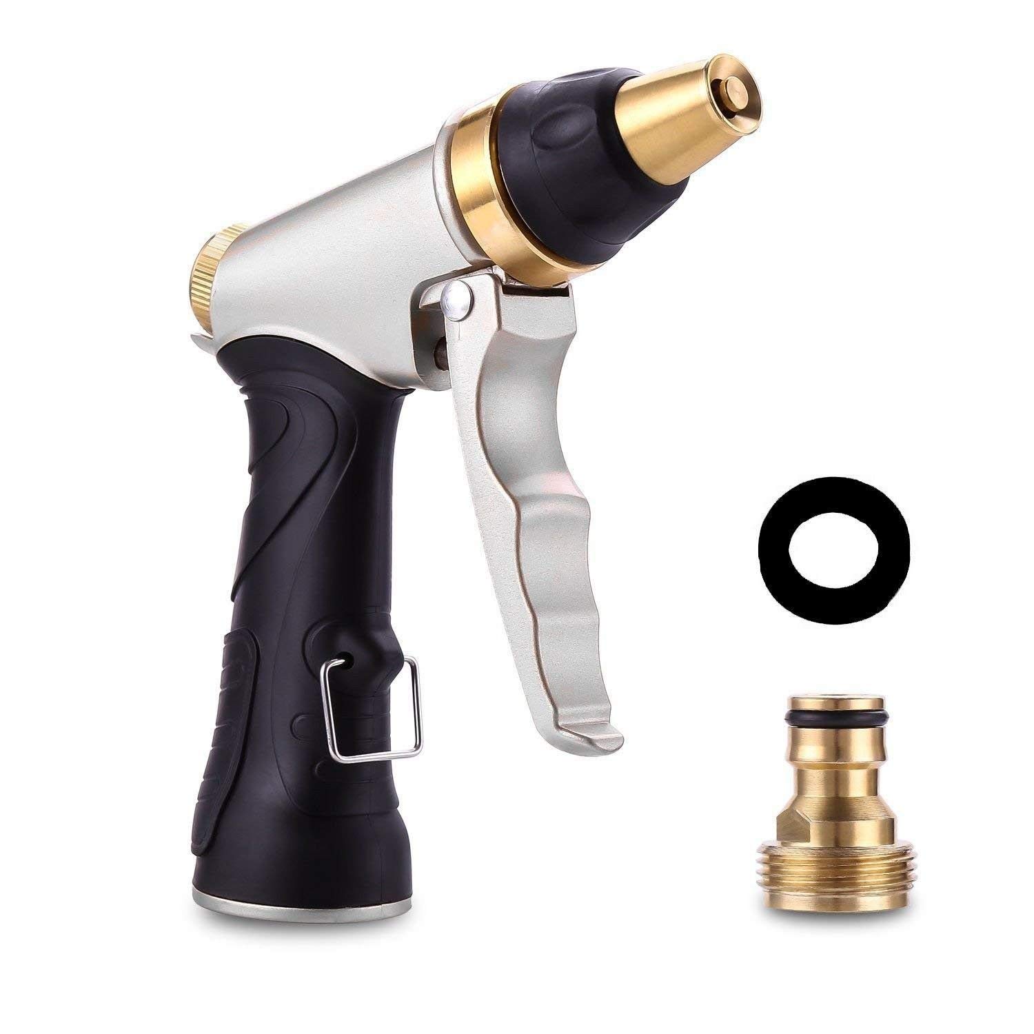 Spray gun, 100% metal, multifunctional adjustable high pressure irrigation gun, easy Flow Control Gun, excellent design, high pressure nozzle for plant watering-car washing-deck or sidewalk cleaning