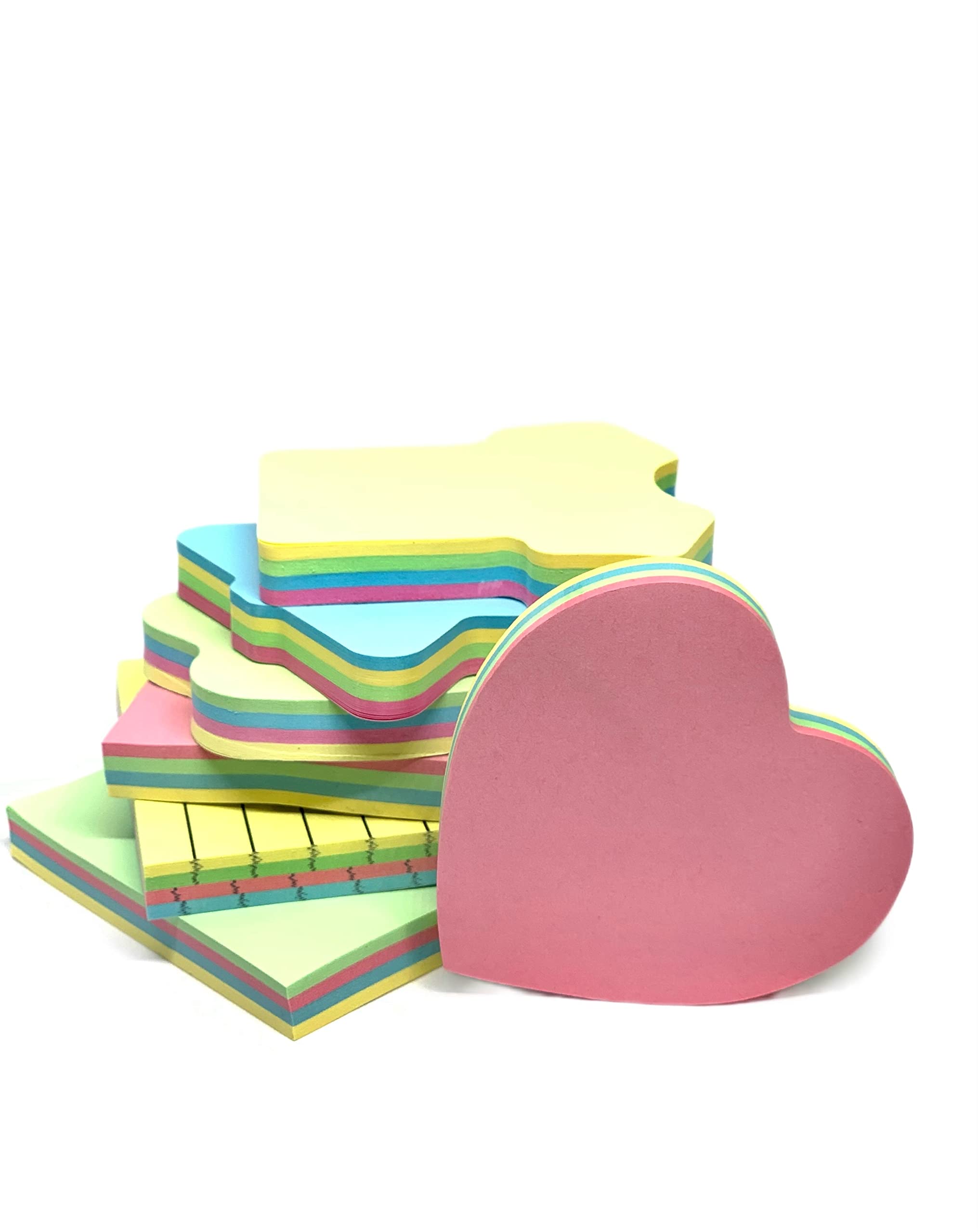 GUMTAPE Mixed Sticky Notes 76 mm x 76mm, 9 Pads (All Types) of 100 Sheets/Pad, Rainbow MixColor Sticky Notes 11510. Cute Mixed Colour for Office/Home/Kitchen/Baking/School