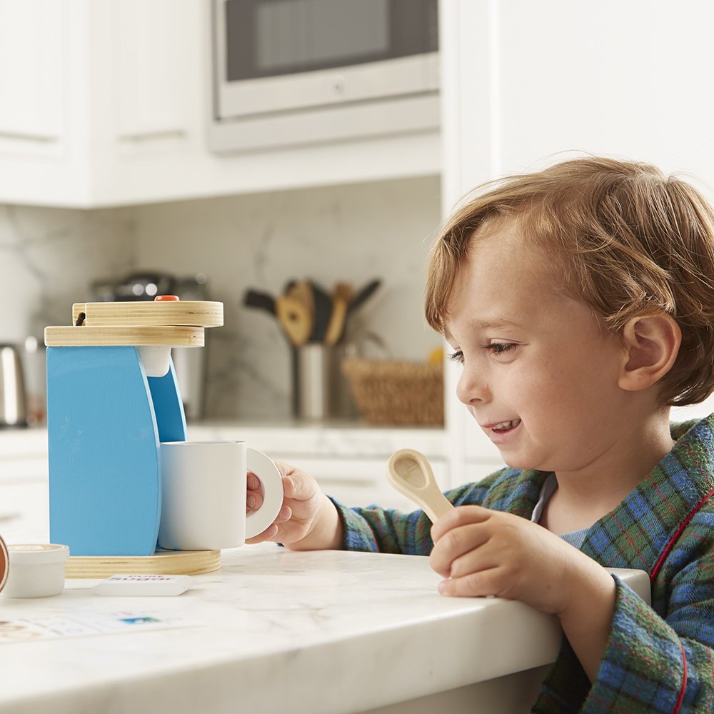 Melissa Doug 11Piece Brew and Serve Wooden Coffee Maker Set Play