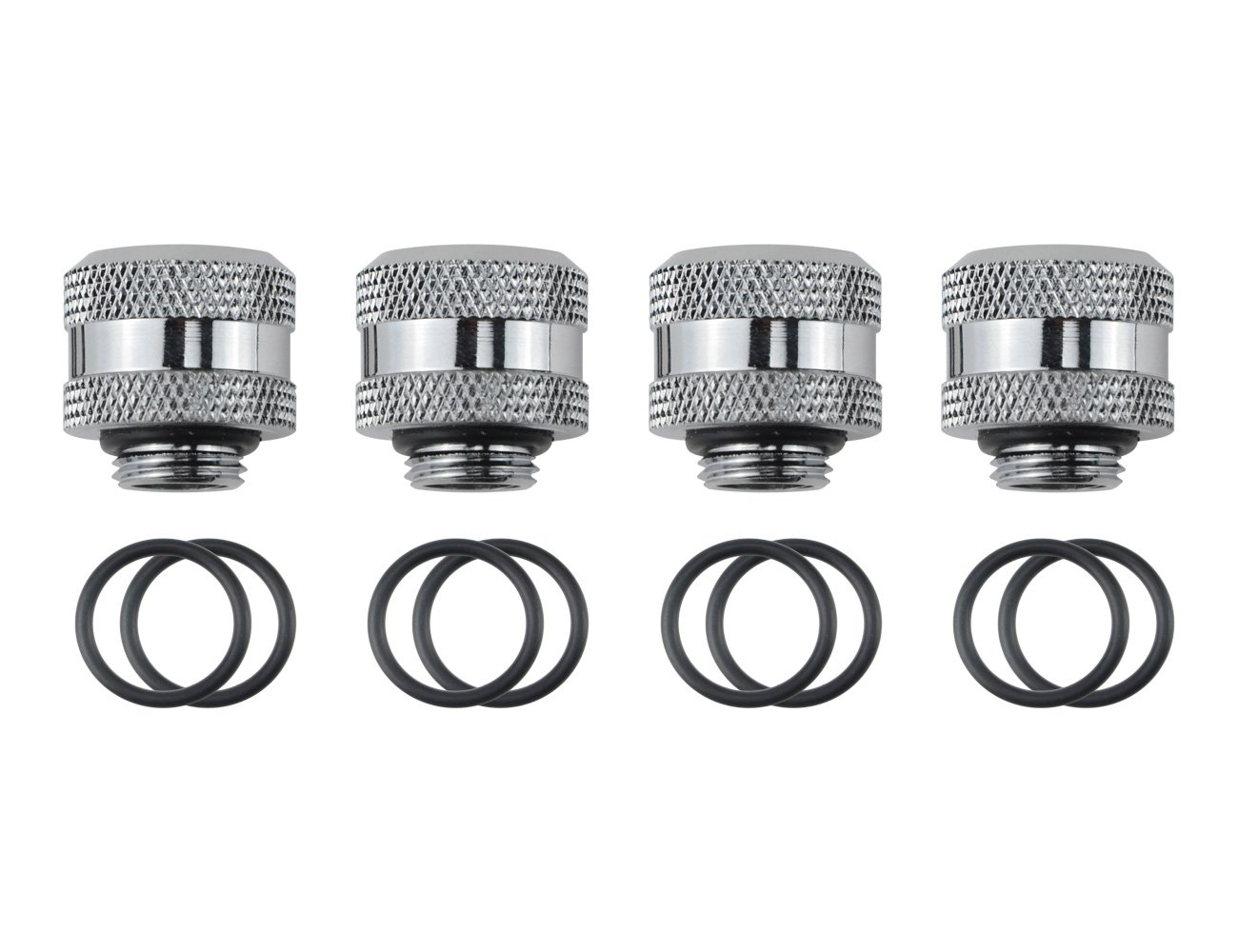BXQINLENX Silver Chrome Hard Tube Fitting G 1/4" to ID 10 mm OD 14 mm PETG Triple Seal Fitting for Computer Water Cooling System Through Joint Straight Joint (4 PCS)