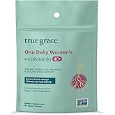 True Grace One Daily Women’s Multivitamin 40+ Fermented Minerals, Organic Adaptogens & Mushrooms Energy, Immune, Bone Support - Non-GMO - Iron, Gluten & Soy Free - 90 Vegan Tablets