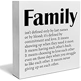 Family Quote Decorative Wooden Box Sign Family isn't Defined Wood Block Plaque Decor Rustic Shelf or Wall Display for Home Living Room Bedroom