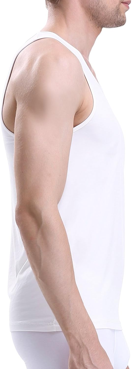 DAVID ARCHY Men's Bamboo Rayon & Cotton Undershirts Crew Neck Tank Tops in 3 or 4 Pack: Clothing