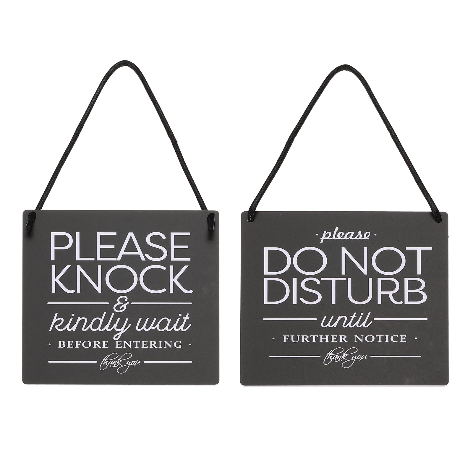 PATIKIL Do Not Disturb Door Hanger Sign, PVC Double Sided Reversible Do Not Disturb and Please Knock Door Sign Decor for Office, Meeting, Session, Home, Recording, Black, 6" x 6"