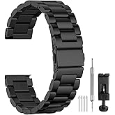 BOSHIYA Quick Release Stainless Steel Watch Strap 18mm, 20mm, 22mm or 24mm Metal Watch Band for Men Women, Fits Samsung Galaxy Watch 6/5/4/3,Garmin Watch,Huawei Watch, Black/Silver