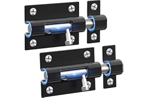 HELEMAN Door Lock Latch Locks Slide - 2 Pack Keyless Entry Slide Locks for Inside Outside Door, Door Barrel Bolt Door Latch Thickened Heavy Duty Steel, Easy to Install Gate, Slide Latch Lock with 12 Screws