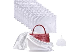 AOFEGRLT 10 Pack Dust Bags for Handbags,Drawstring Purse Dust Cover Bag,Silk Pouch Bag,Travel Shoes Boots Storage Dust Bags(White-10pcs, M-19.6 × 15.7 in)