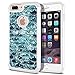 FINCIBO Case Compatible with Apple iPhone 7 Plus/ 8 Plus, Dual Layer Hybrid Protector Case Cover TPU Rhinestone Bling for iPhone 7 Plus / 8 Plus (NOT FIT iPhone 7/8) - Mermaid Scales Blue Wave