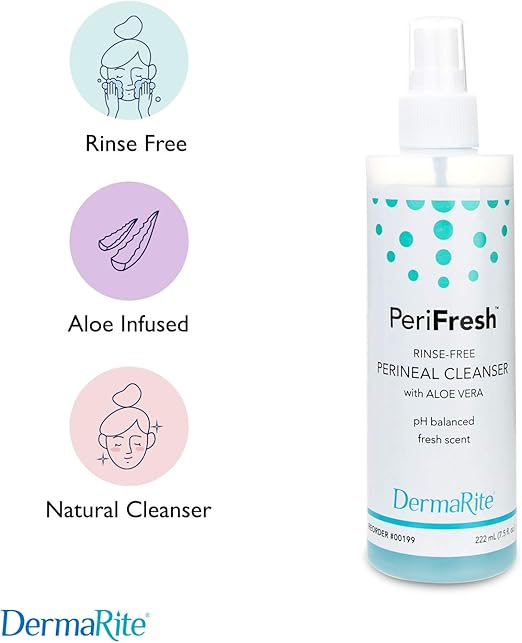 PeriFresh No Rinse Perineal Cleanser Spray 7.5 oz Peri Bottle Mild Formula with